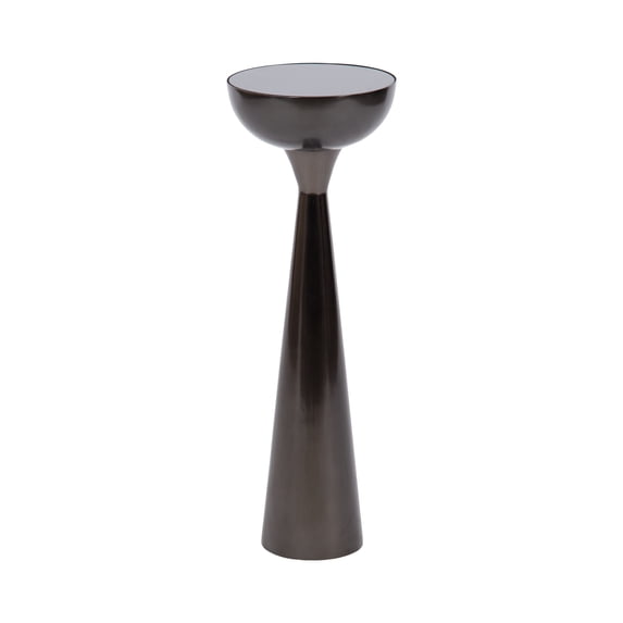 Kate and Laurel Chandon Modern Sophisticated Drink Table, 8 x 8 x 23, Gray Gunmetal, Contemporary Sculptural Plant Pedestal Table with Unique Tinted Tabletop and Polished Metallic Finish