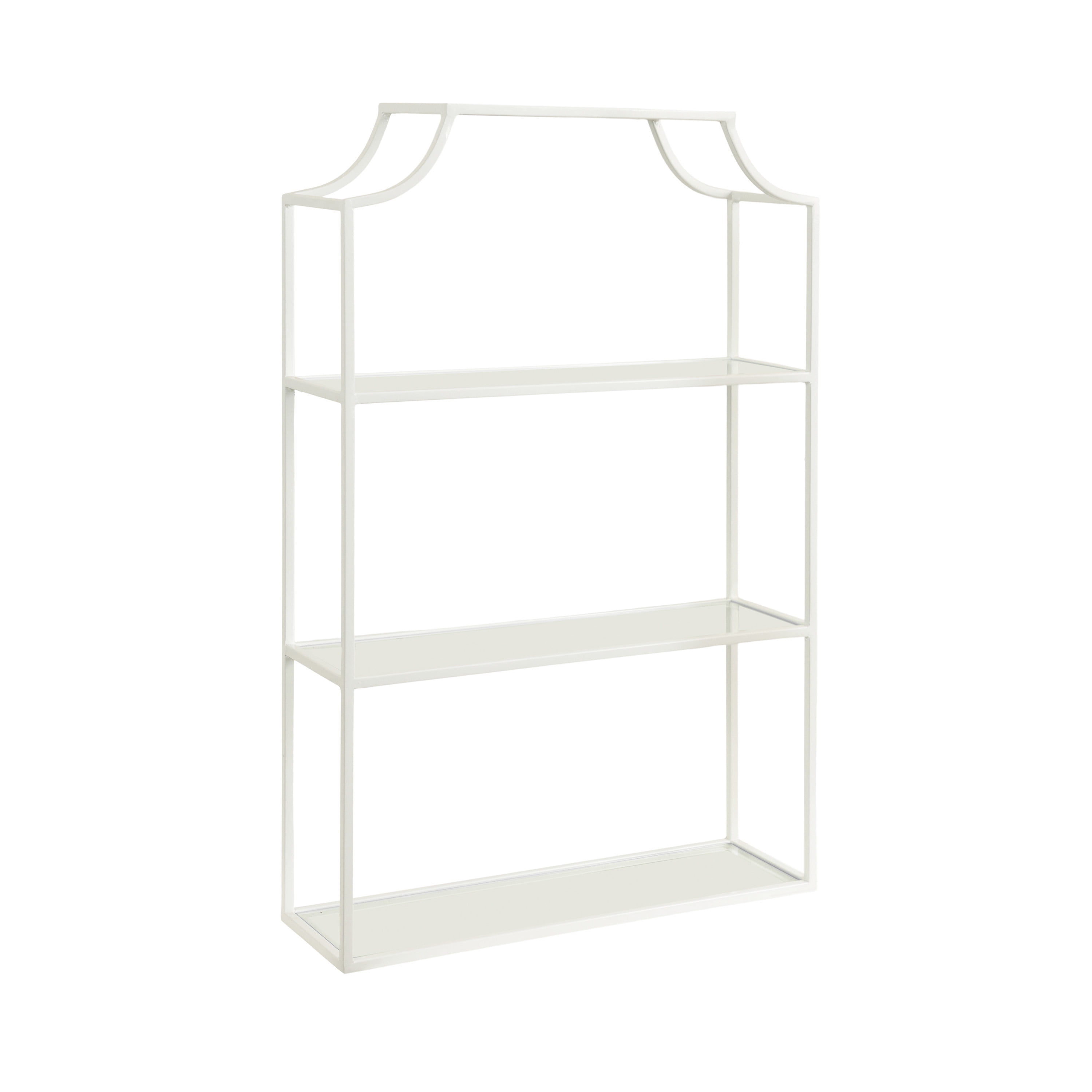 Kate and Laurel Ciel Three-Tiered Wall Shelf, 21 x 30, White, Decorative Floating Shelf Storage and Wall Organizer for Over Toilet Storage Bathroom Display