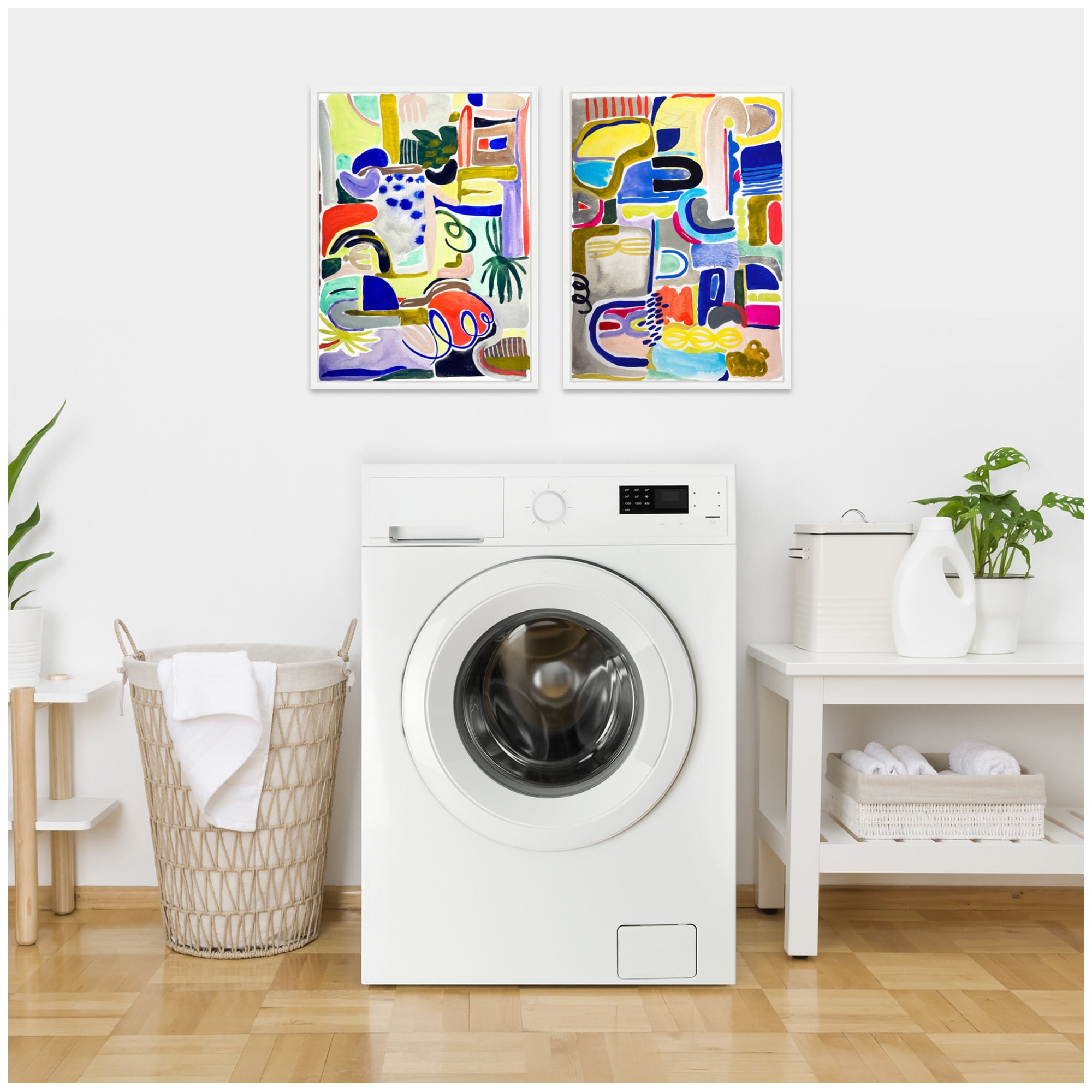 Kate and Laurel Colorful Abstracts - set of 2 18x24 Framed Canvas Wall ...