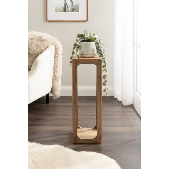 Kate and Laurel Dahl Mango Wood Square Tea Table, 10 x 10 x 30, Natural Wood, Transitional Boho Wooden Accent Pedestal Table for Living Room Plant Stand or Small Bedroom Nightstand
