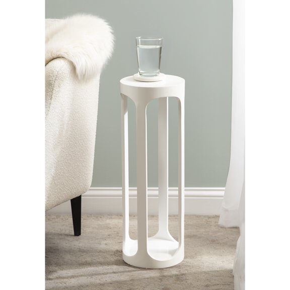 Kate and Laurel Dahl Modern Wooden Round Drink Table, 8 x 8 x 23, White, Transitional Circle Accent Pedestal Table for Living Room Plant Stand Indoors or Mini Bedroom Nightstand