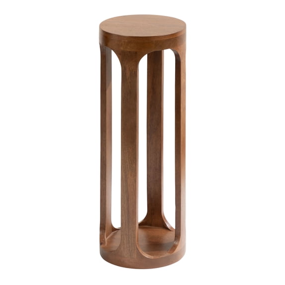 Kate and Laurel Dahl Wooden Round Drink Table, 8 x 23, Walnut Brown, Mid-Century Modern Circle Wood Accent Pedestal Table for Living Room Plant Stand or Small Bedroom Nightstand