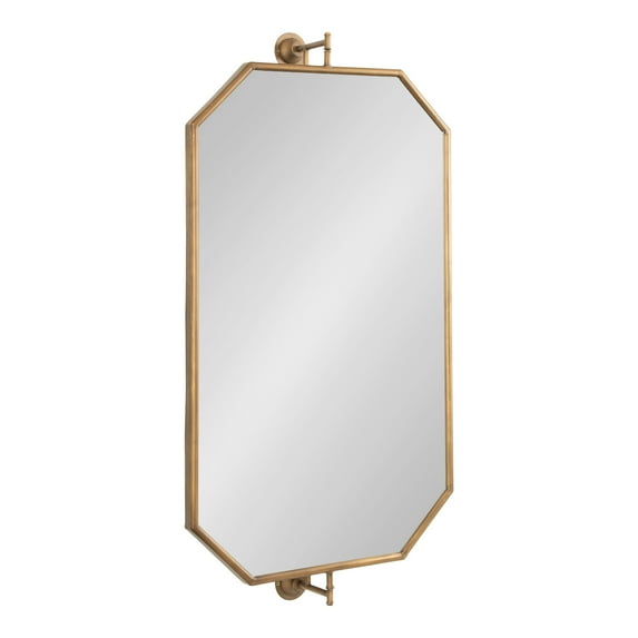 Kate and Laurel Darbridge Traditional Octagon Pivot Mirror, 24 x 47, Antique Gold, Vintage Adjustable Bathroom Wall Mirror for Use Horizontally or Vertically