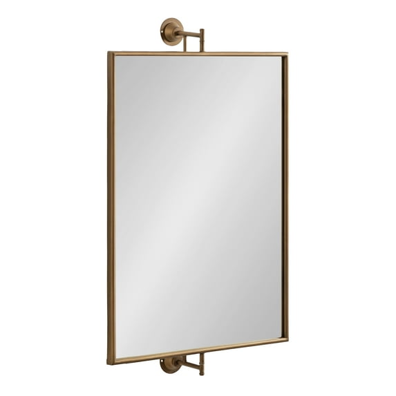 Kate and Laurel Darbridge Traditional Rectangle Pivot Mirror, 24 x 40, Antique Gold, Vintage Adjustable Rectangular Bathroom Wall Mirror for Use Horizontally or Vertically