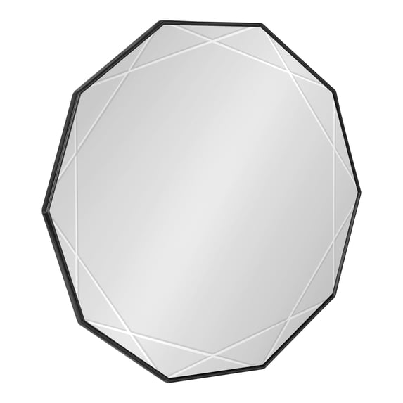 Kate and Laurel Deka Modern Geometric Wall Mirror, 25 x 26, Black, Decorative Etched Geometric Mirror for Wall with Starburst Shape and Contemporary Finish