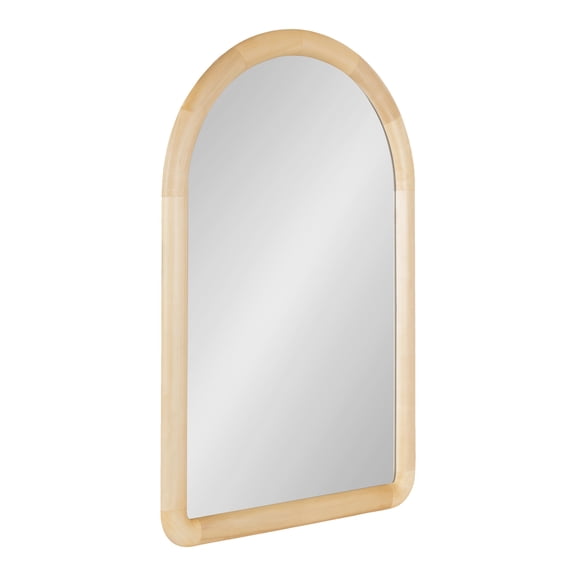 Kate and Laurel Dessa Modern Arched Wooden Wall Mirror, 24 x 36, Natural, Contemporary Bathroom Vanity Mirror with Chunky Rounded Profile and Solid Poplar Wood Frame