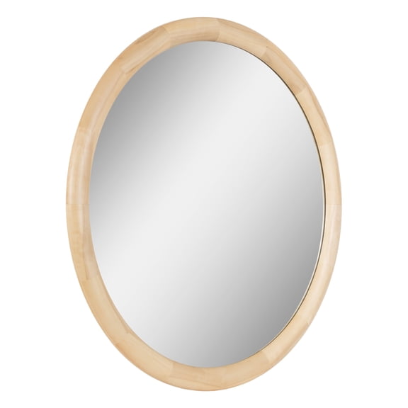 Kate and Laurel Dessa Modern Round Wooden Wall Mirror, 32 Inch Diameter, Natural, Transitional Circle Bathroom Vanity Mirror with Chunky Rounded Profile and Solid Poplar Wood Frame