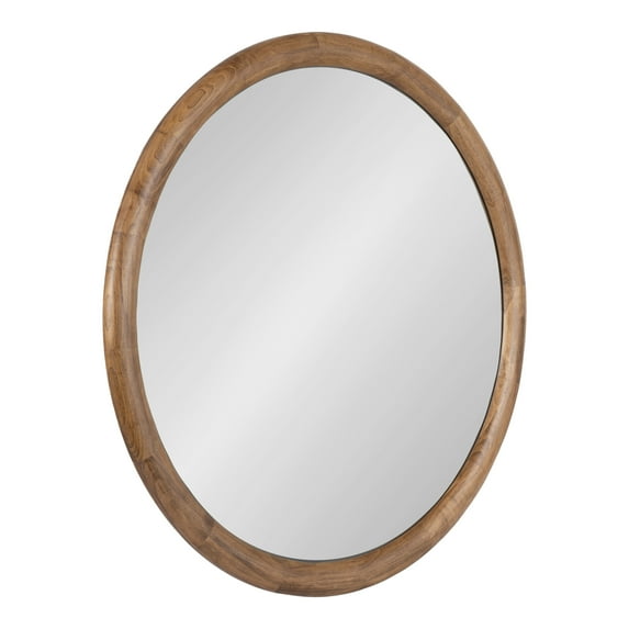 Kate and Laurel Dessa Transitional Round Wooden Wall Mirror, 32 Inch Diameter, Natural Rustic, Modern Circle Bathroom Vanity Mirror with Chunky Rounded Profile and Solid Poplar Wood Frame