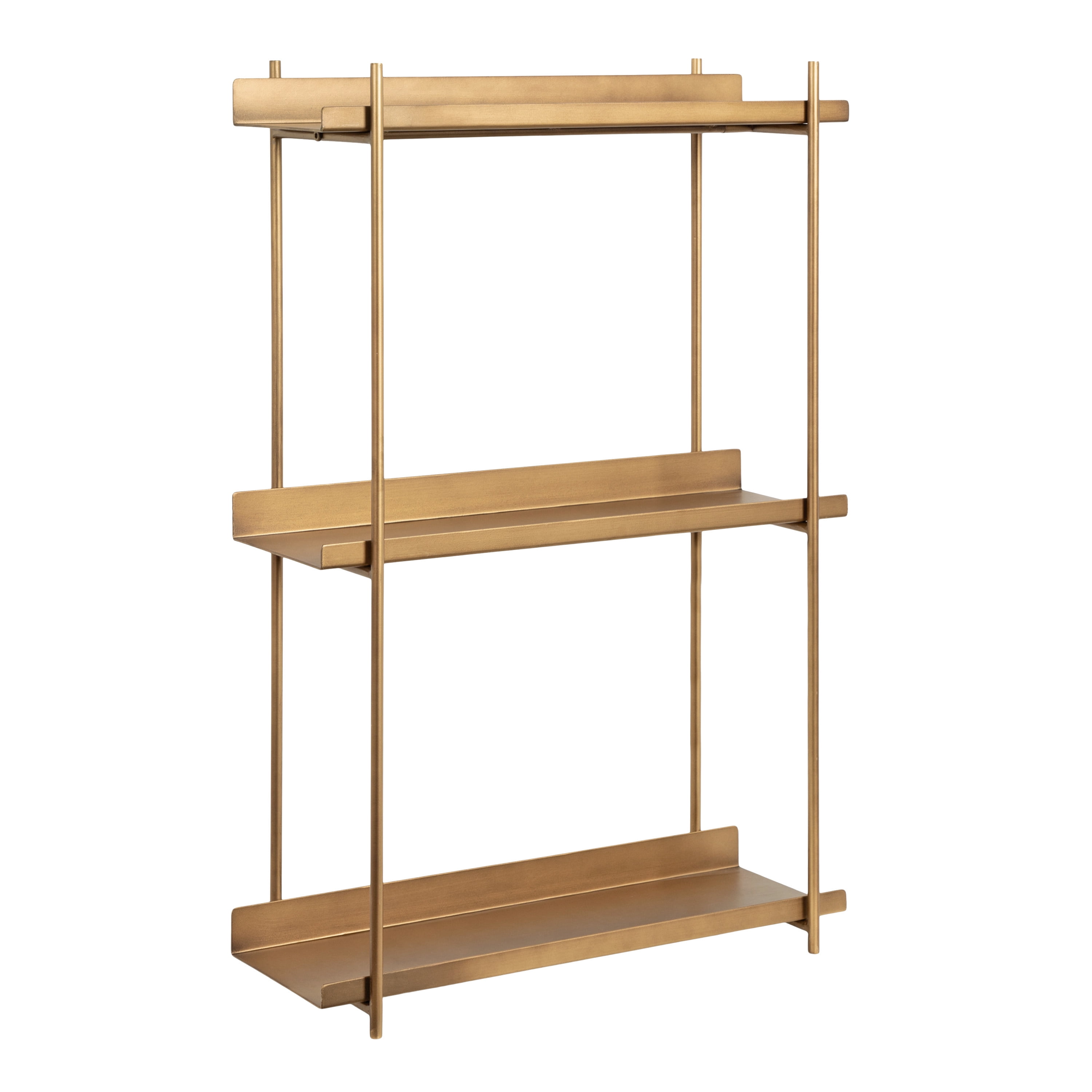 Gold Metal 3-Tier Floating Wall Shelf