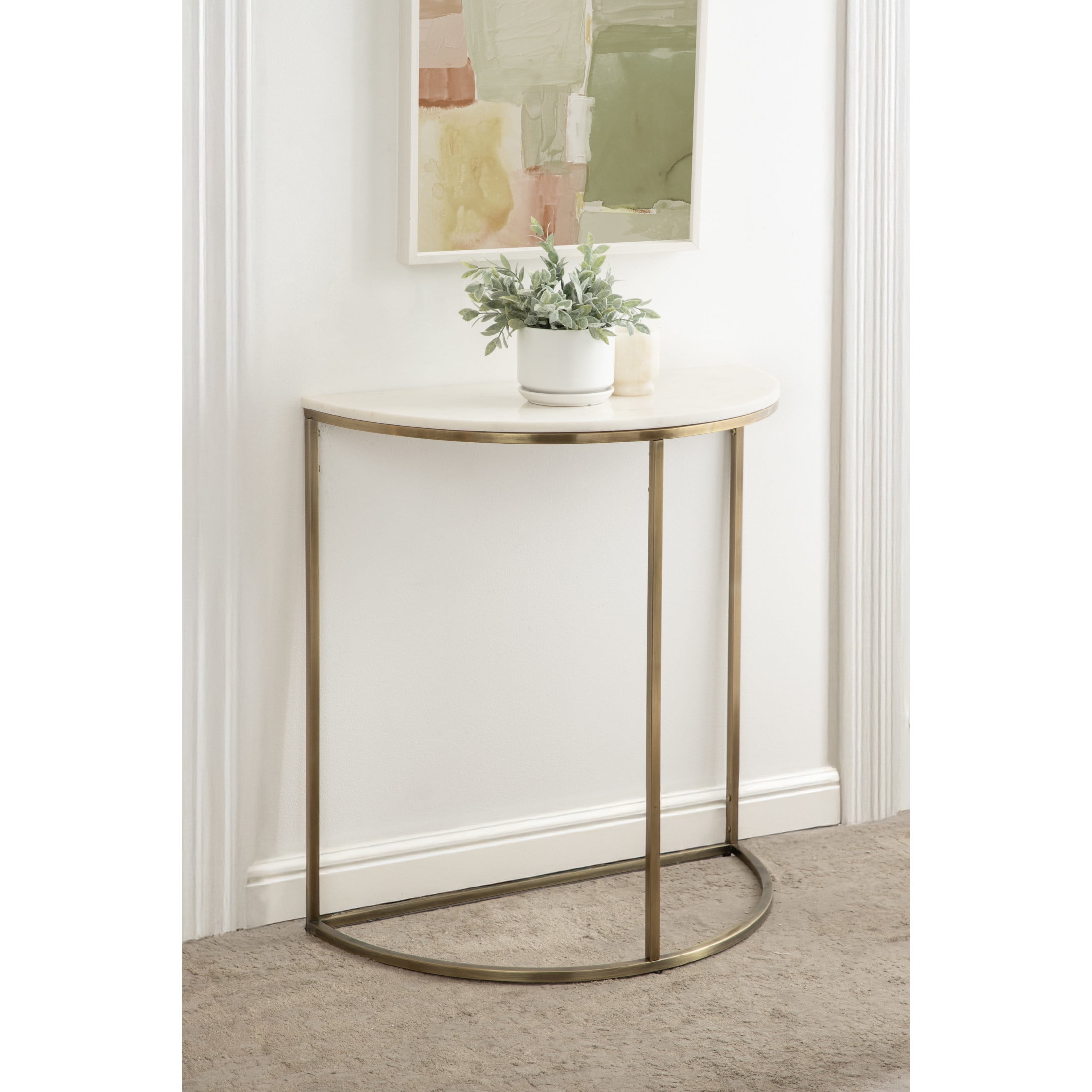 Kate and Laurel Dorrah Vintage Round Marble Console Table for Entryway ...