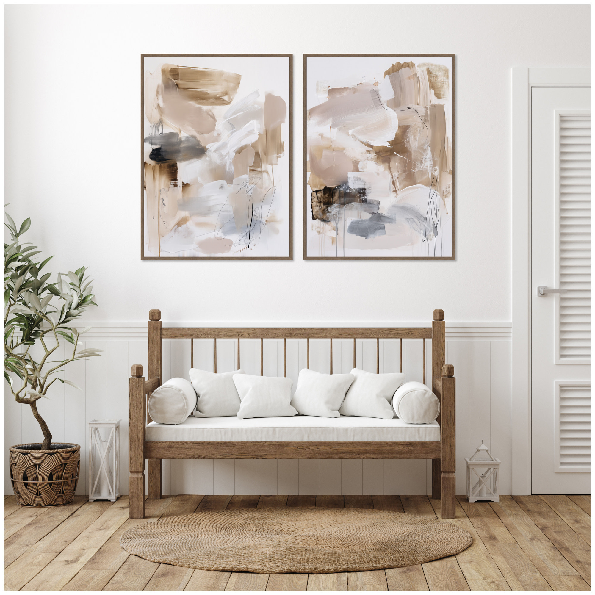Kate and Laurel Earth Form No. 1 & No. 2 2 Piece Framed Canvas Wall Art ...