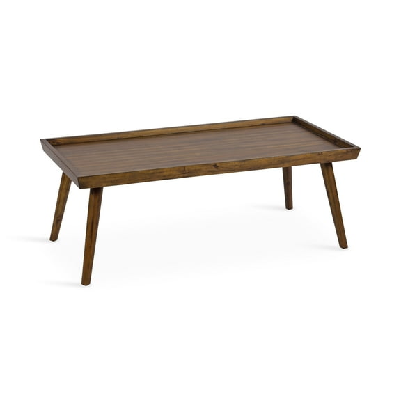 Kate and Laurel Eastmont Rectangle Wood Coffee Table, 46 x 22 x 17, Walnut Brown, Large Mid-Century Wooden Living Room Table with Stylish Tapered Legs and Adjustable Feet