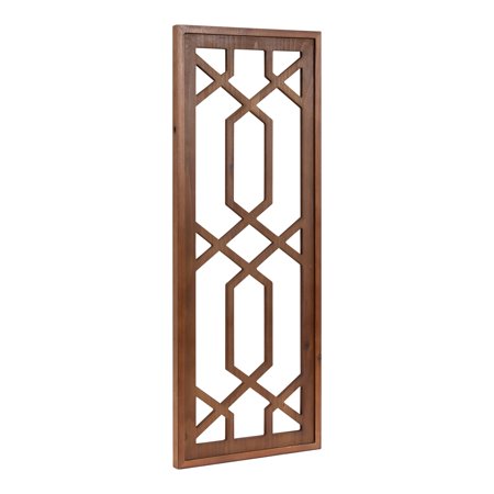 Kate and Laurel Elbridge Rustic Decorative Wall Panel, 12 x 32, Rustic Brown, Farmhouse Carved Rustic Caramel Windowpane Wall Art Panel Home Decor for Display
