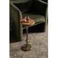 thumbnail image 1 of Kate and Laurel Engles Modern Adjustable-Height Pedestal Drink Table, 10 x 10 x 30, Walnut Brown and Brass, Mid-Century Round Indoor Metal Plant Stand with Solid Wood Tabletop, 1 of 12