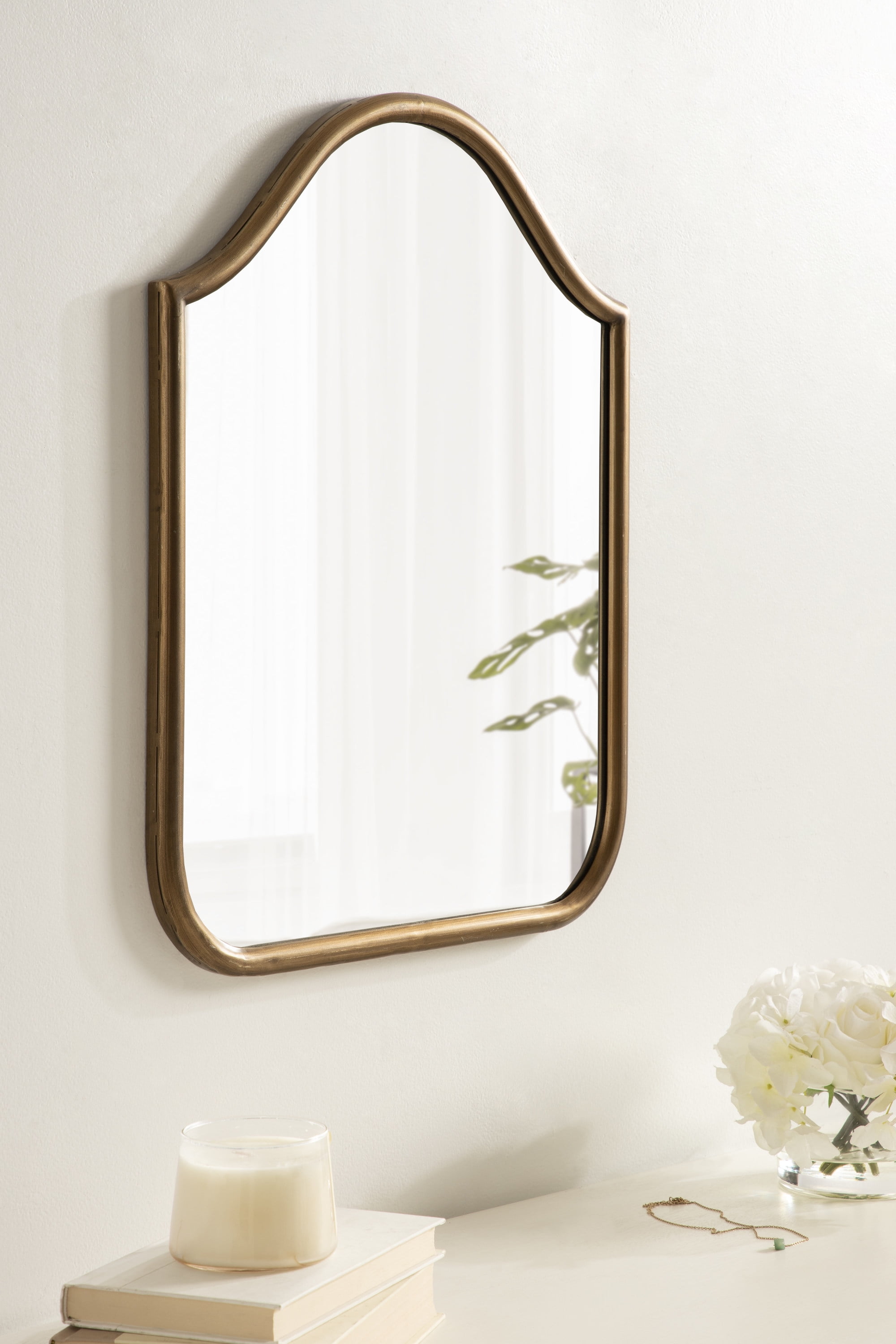 Gold Scalloped Arched Wall Mirror, 18x24