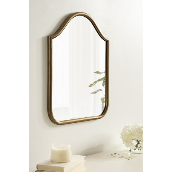 Kate and Laurel Fellows Traditional Scalloped Arched Wall Mirror, 18 x 24, Gold, Decorative Vintage Inspired Mirror with Bold Shape and Antique Finish