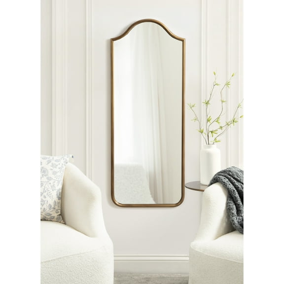 Kate and Laurel Fellows Vintage Scallop Arched Panel Full-Body Mirror, 18 x 48, Antique Gold, Traditional Decorative Arch Full-Length Mirror with Wavy Look for Entryway or Bedroom Decor