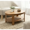 thumbnail image 1 of Kate and Laurel Foxford Modern Tiered Oval Coffee Table, 38 x 24 x 18, Natural Brown, Transitional Two-Tier Living Room Table with Storage and Resilient Wood Construction, 1 of 11