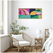 Kate and Laurel Framed Canvas Wall Art Print Abstract 02 Panel 1 by Rachel Lee, 40 x 18 Sylvie Natural Frame, Modern Contemporary, Abstract Art for Wall Decor