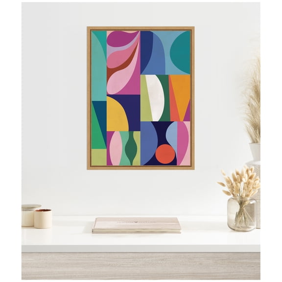 Kate and Laurel Framed Canvas Wall Art Print Abstract 02 by Rachel Lee, 18 x 24 Sylvie Natural Frame, Modern Contemporary, Abstract Art for Wall Decor
