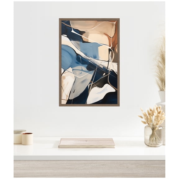 Kate and Laurel Framed Canvas Wall Art Print Abstract Fluid Movement by The Creative Bunch Studio, 16 x 23 Sylvie Walnut Frame, Modern Contemporary, Abstract Art for Wall Decor