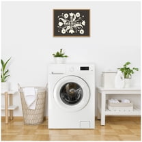 Kate and Laurel Framed Canvas Wall Art Print Aurelia Black Cream 012 by Vicky Yorke, 24 x 18 Sylvie Natural Frame, Vintage, Abstract Art for Wall Decor