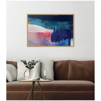 Kate and Laurel Framed Canvas Wall Art Print Blue Current No. 2 by Amy Lighthall, 33 x 23 Sylvie Bright Gold Frame, Modern Contemporary, Abstract Art for Wall Decor