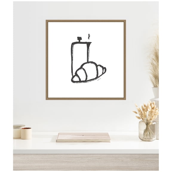 Kate and Laurel Framed Canvas Wall Art Print Breakfast Club No. 2 by Gabrielly Guedes, 22 x 22 Sylvie Dark Gold Frame, Modern Contemporary, Cuisine Art for Wall Decor