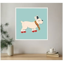 Kate and Laurel Framed Canvas Wall Art Print 'Cute Christmas Frenchie' by Carrie Cantwell, 22 x 22 Sylvie White Frame, Whimsical, Animal Art for Wall Decor
