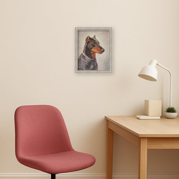 Kate and Laurel Framed Canvas Wall Art Print Doberman Dog 20th Century by Nostalgia Prints, 9 x 11, Cordelia Thin Silver Frame, Vintage, Animal, Art for Wall Decor