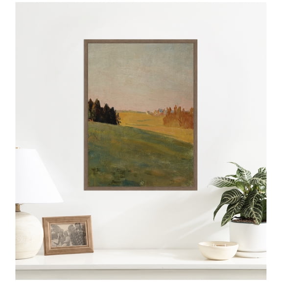 Kate and Laurel Framed Canvas Wall Art Print Evening 1910 Jan Ciaglinski Vertical by Nostalgia Prints, 18 x 24 Sylvie Walnut Frame, Traditional, Landscape Art for Wall Decor