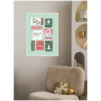Kate and Laurel Framed Canvas Wall Art Print 'Holiday Matchbooks' by Krissy Mast, 18 x 24 Sylvie Beaded White Frame, Vintage, Holiday Art for Wall Decor