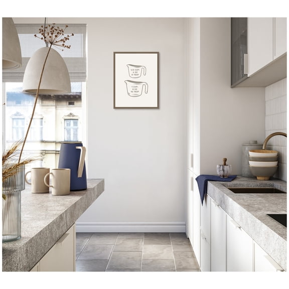 Kate and Laurel Framed Canvas Wall Art Print Kitchen Conversion Charts Cups by The Creative Bunch Studio, 16 x 20 Sylvie Dark Gold Frame, Modern Contemporary, Cuisine Art for Wall Decor