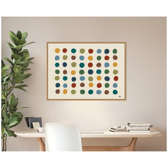 Kate and Laurel Framed Canvas Wall Art Print Meditation No. 3b by Kelly Knaga, 38 x 28 Sylvie Natural Frame, Modern Contemporary, Abstract Art for Wall Decor