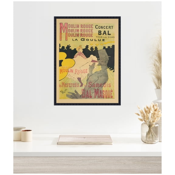 Kate and Laurel Framed Canvas Wall Art Print Moulin Rouge La Goulue 1891 Henri de Toulouse Lautrec by The Art Institute of Chicago, 18 x 24 Sylvie Beaded Black Frame, Vintage, Entertainment Art for