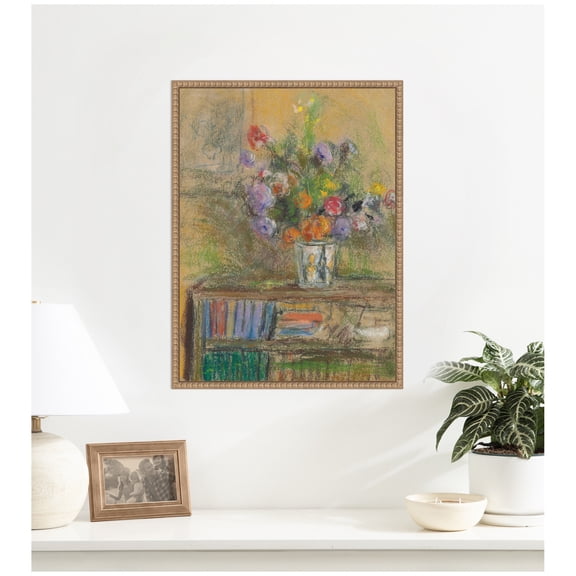 Kate and Laurel Framed Canvas Wall Art Print Nature morte au vase de fleurs circa 1932 Edouard Vuillard by Nostalgia Prints, 18 x 24 Sylvie Beaded Rustic Natural Frame Traditional Still Life Art for
