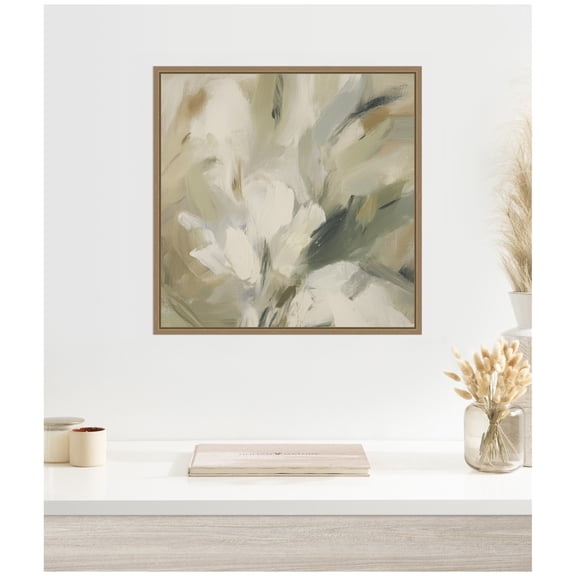 Kate and Laurel Framed Canvas Wall Art Print Olive Bloom No. 1 by Amy Lighthall, 22 x 22 Sylvie Dark Gold Frame, Modern Contemporary, Abstract Art for Wall Decor