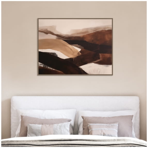 Kate and Laurel Framed Canvas Wall Art Print Pathway I by Amy Lighthall, 42 x 32 Sylvie Dark Gold Frame, Modern Contemporary, Landscape Art for Wall Decor