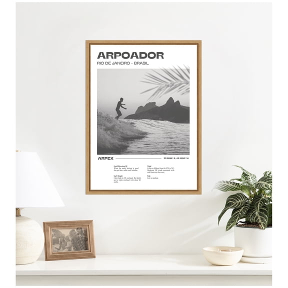 Kate and Laurel Framed Canvas Wall Art Print Ro ide Janeiro (28x38in) by Honey Island Studio, 18 x 24 Sylvie Natural Frame, Coastal, Beach Art for Wall Decor