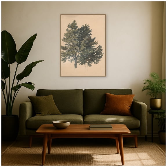 Kate and Laurel Framed Canvas Wall Art Print Study of a Treetop Friedrich Carl von Scheidlin by Nostalgia Prints, 28 x 38 Sylvie Dark Gold Frame, Traditional, Nature Art for Wall Decor