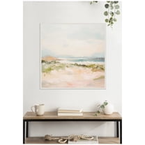 Kate and Laurel Framed Canvas Wall Art Print Tranquil Landscape III Square by Amy Lighthall, 30 x 30 Sylvie Beaded White Frame, Coastal, Abstract Art for Wall Decor