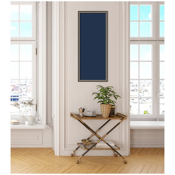Kate and Laurel Framed Fabric Pinboard 17 x 41, Printed Linen Decorative Bulletin Board for Use as a Vision Board or Wall Organization, Matinee Black Bronze Frame