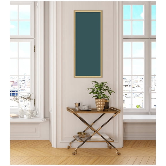 Kate and Laurel Framed Fabric Pinboard 18 x 42, Printed Linen Classic Bulletin Board for Use as a Vision Board or Wall Organization, Florence Gold Frame