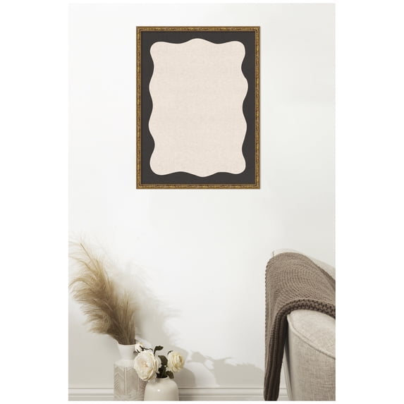 Kate and Laurel Framed Fabric Pinboard 19 x 25, Printed Linen Decorative Bulletin Board for Use as a Vision Board or Wall Organization, Belvedere Bronze Frame