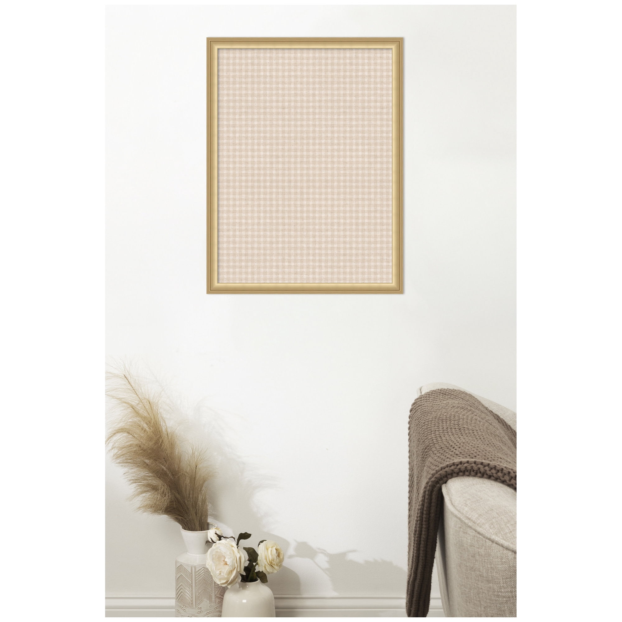Kate and Laurel Framed Fabric Pinboard 20 x 26,  Printed Linen Classic Bulletin Board for Use as a Vision Board or Wall Organization, Florence Gold Frame