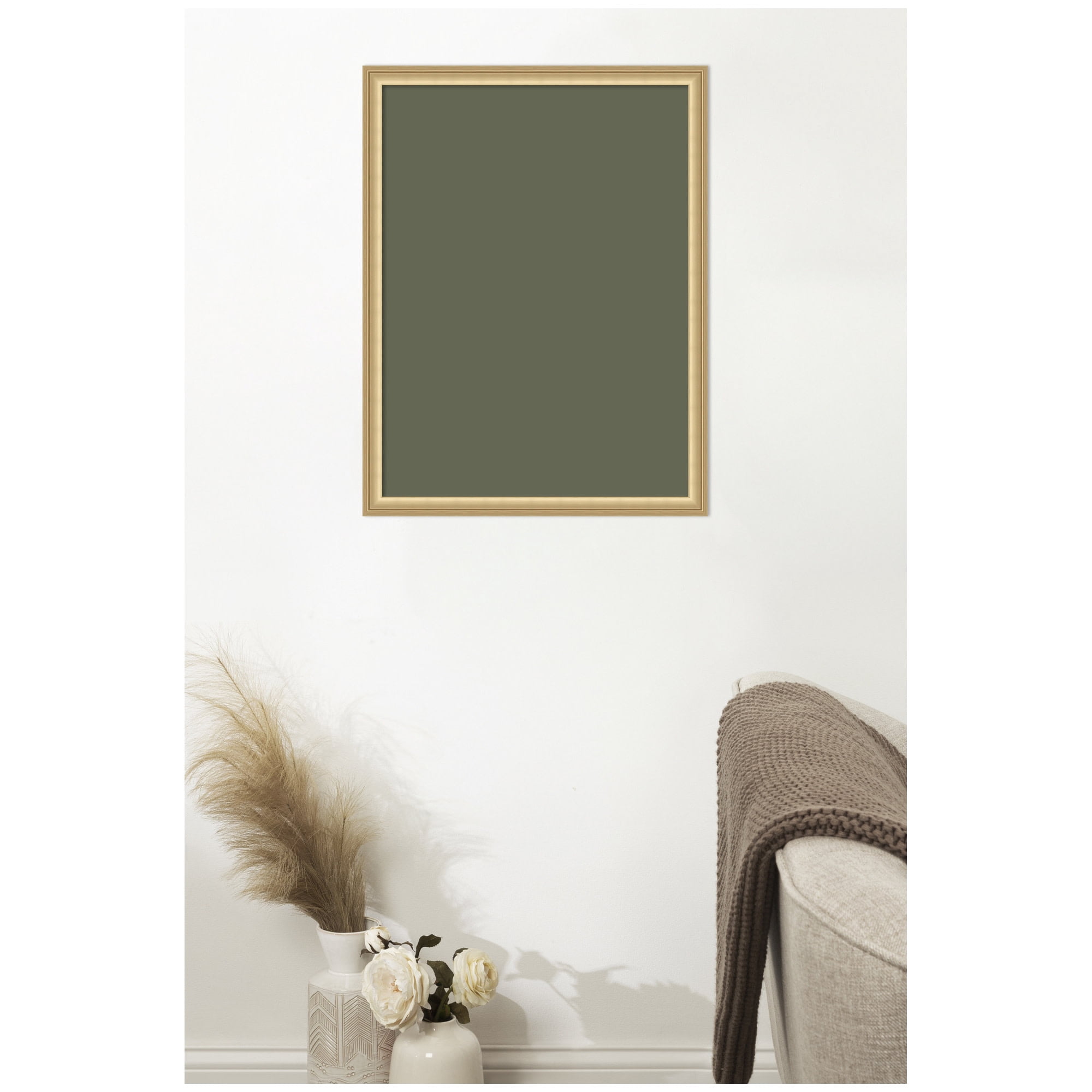 Kate and Laurel Framed Fabric Pinboard 20 x 26,  Printed Linen Classic Bulletin Board for Use as a Vision Board or Wall Organization, Florence Gold Frame