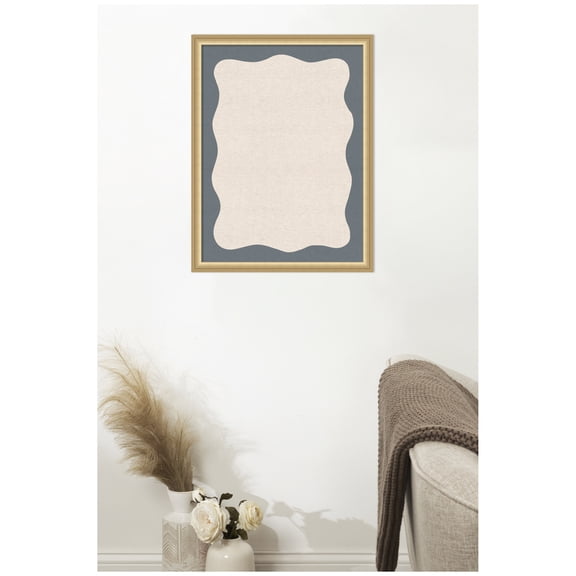 Kate and Laurel Framed Fabric Pinboard 20 x 26, Printed Linen Classic Bulletin Board for Use as a Vision Board or Wall Organization, Florence Gold Frame
