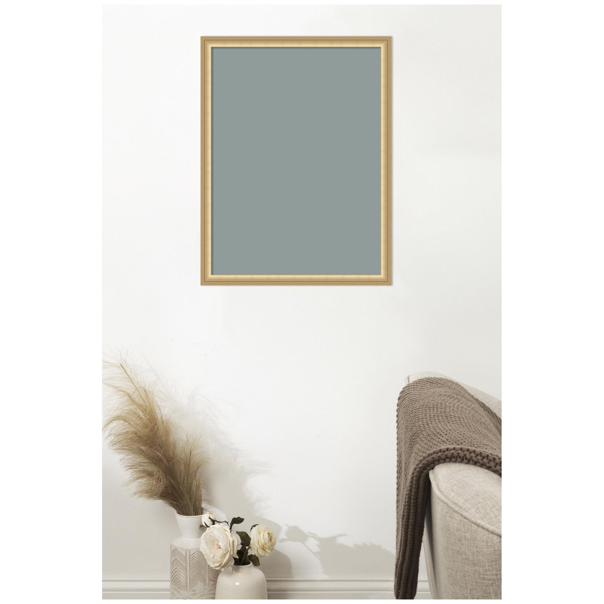 Kate and Laurel Framed Fabric Pinboard 20 x 26,  Printed Linen Classic Bulletin Board for Use as a Vision Board or Wall Organization, Florence Gold Frame