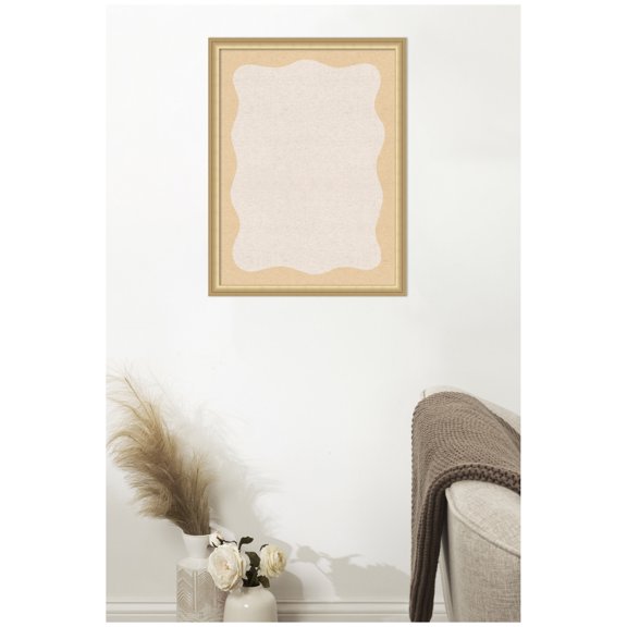 Kate and Laurel Framed Fabric Pinboard 20 x 26, Printed Linen Classic Bulletin Board for Use as a Vision Board or Wall Organization, Florence Gold Frame