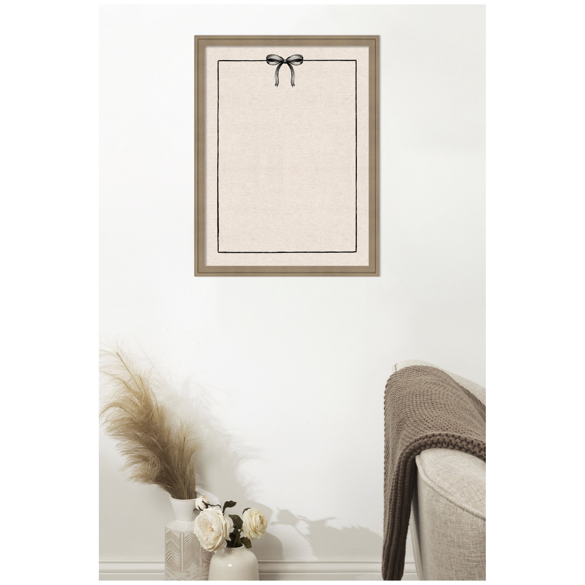 Kate and Laurel Framed Fabric Pinboard 20 x 26,  Printed Linen Classic Bulletin Board for Use as a Vision Board or Wall Organization, Florence Light Brown Frame